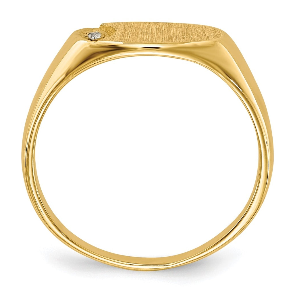 14k Yellow Gold Child's A Diamond Closed Back Signet Ring
