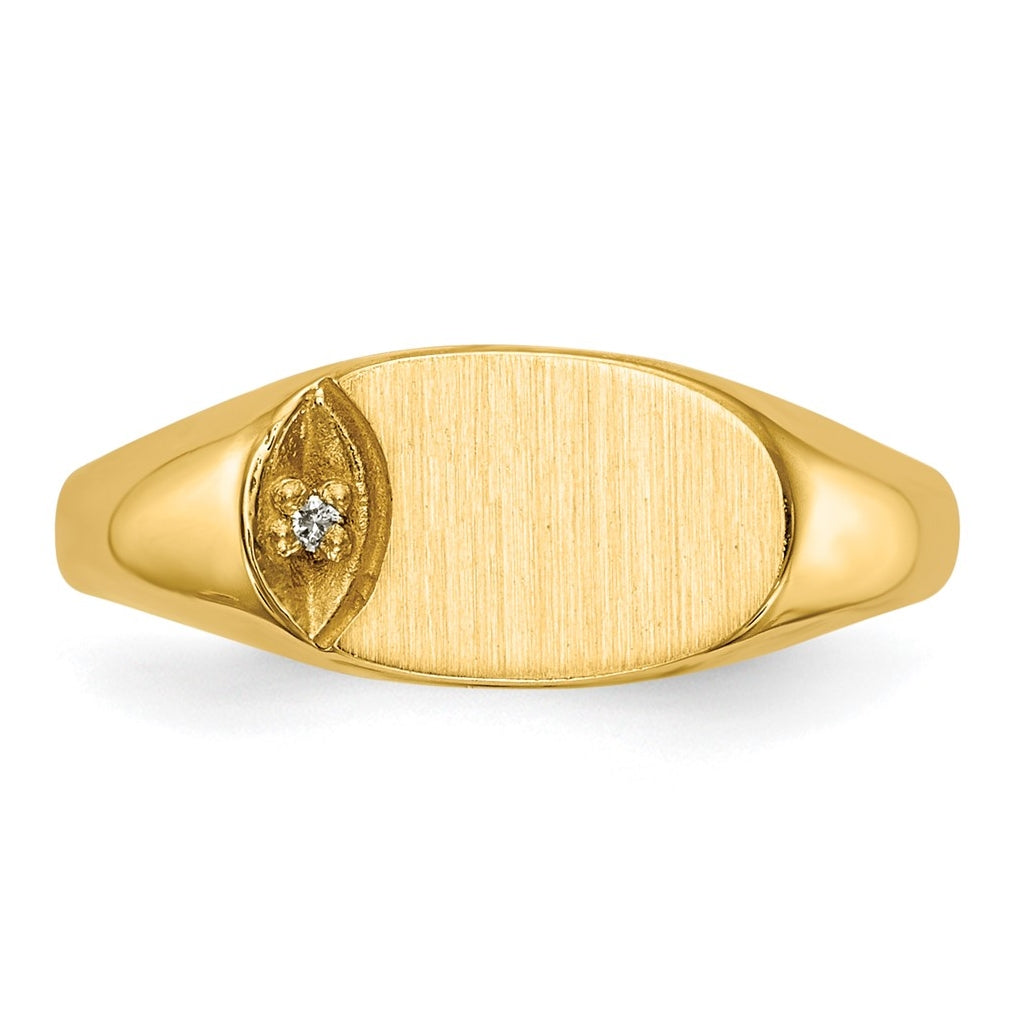 14k Yellow Gold Child's VS Diamond Closed Back Signet Ring