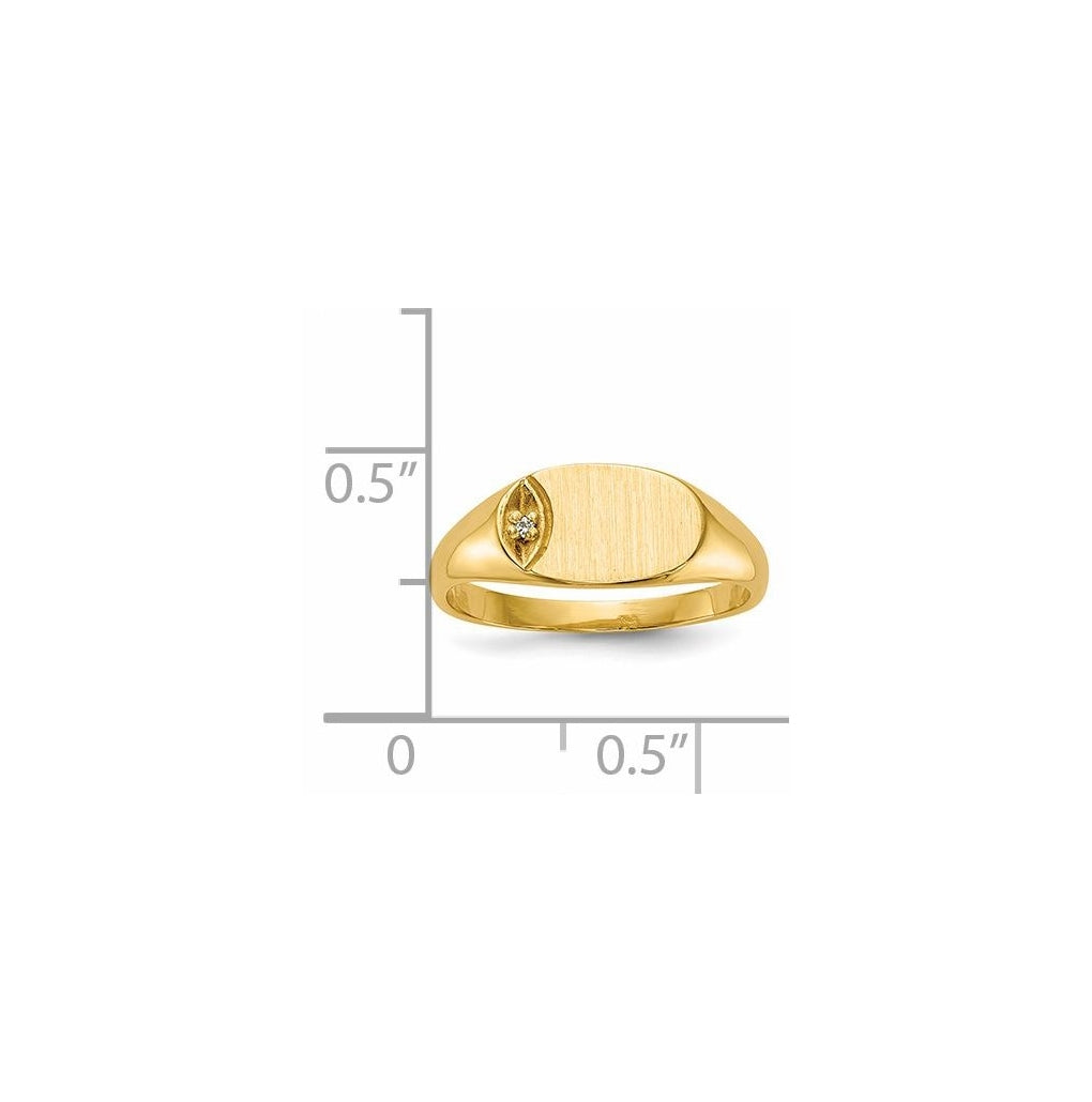 14k Yellow Gold Child's A Diamond Closed Back Signet Ring