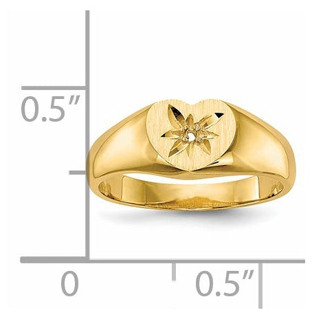 14K Yellow Gold AAA Diamond signet ring