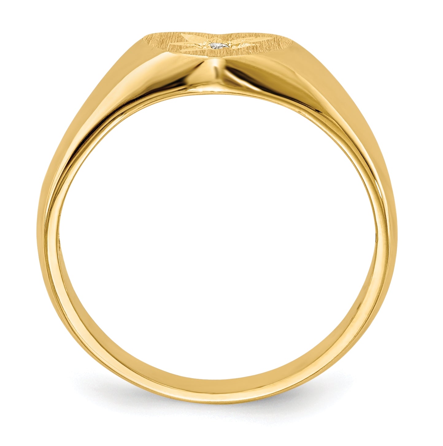 14K Yellow Gold AAA Diamond signet ring