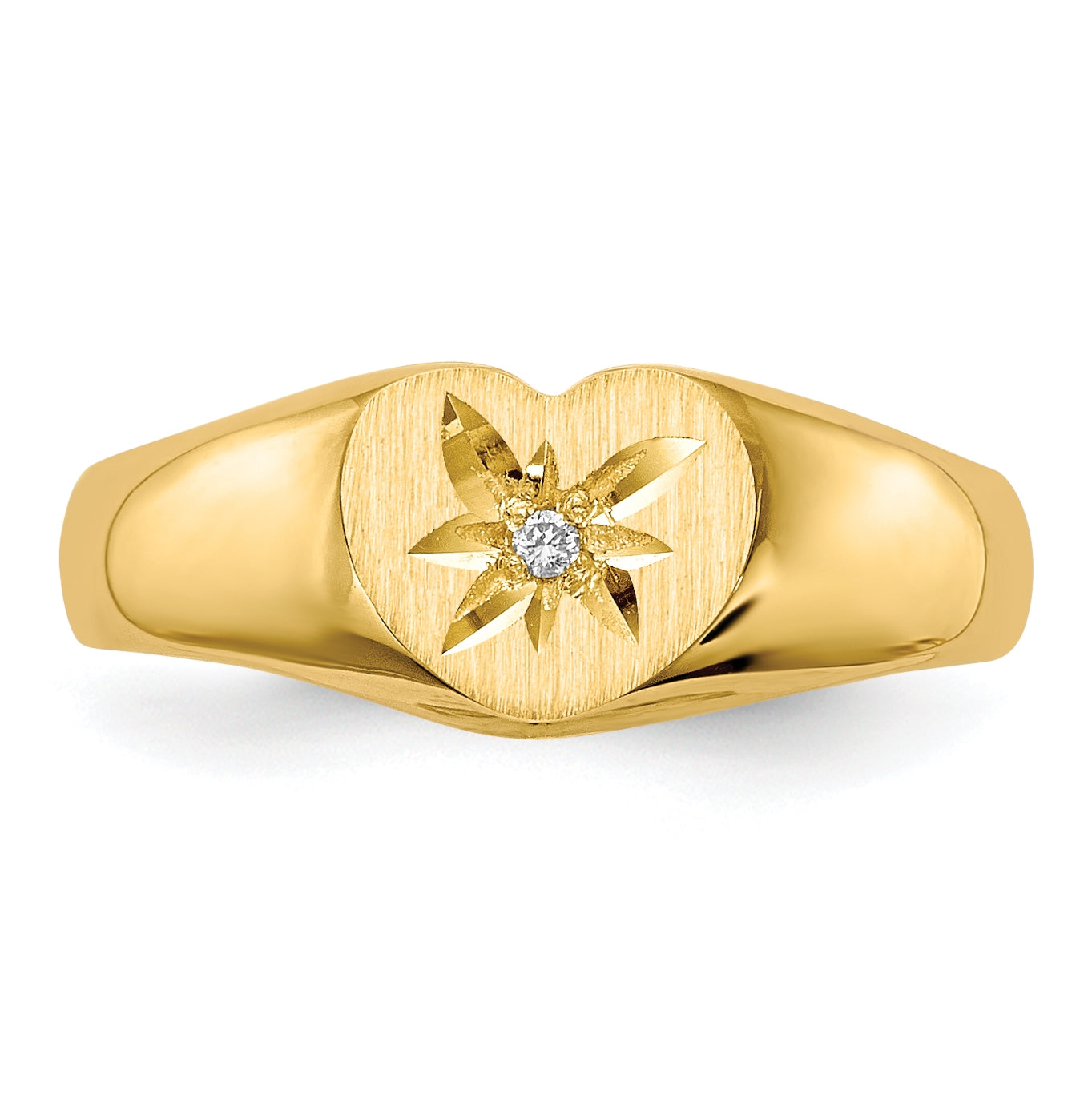 14K Yellow Gold AAA Diamond signet ring