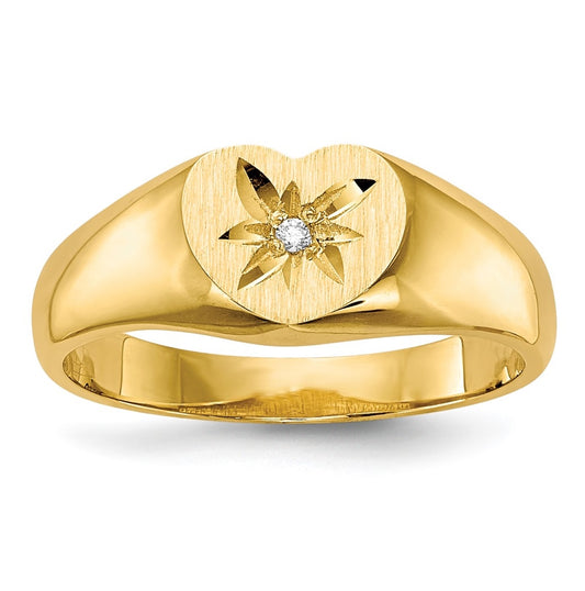 14K Yellow Gold Child's AA Diamond Signet Ring