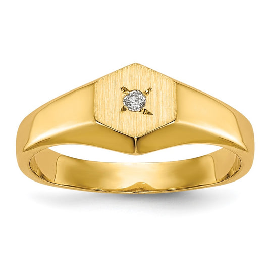14K Yellow Gold Child's AA Diamond Open Back Signet Ring