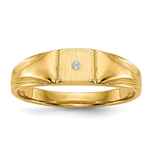 14K Yellow Gold Child's VS Diamond Closed Back Signet Ring