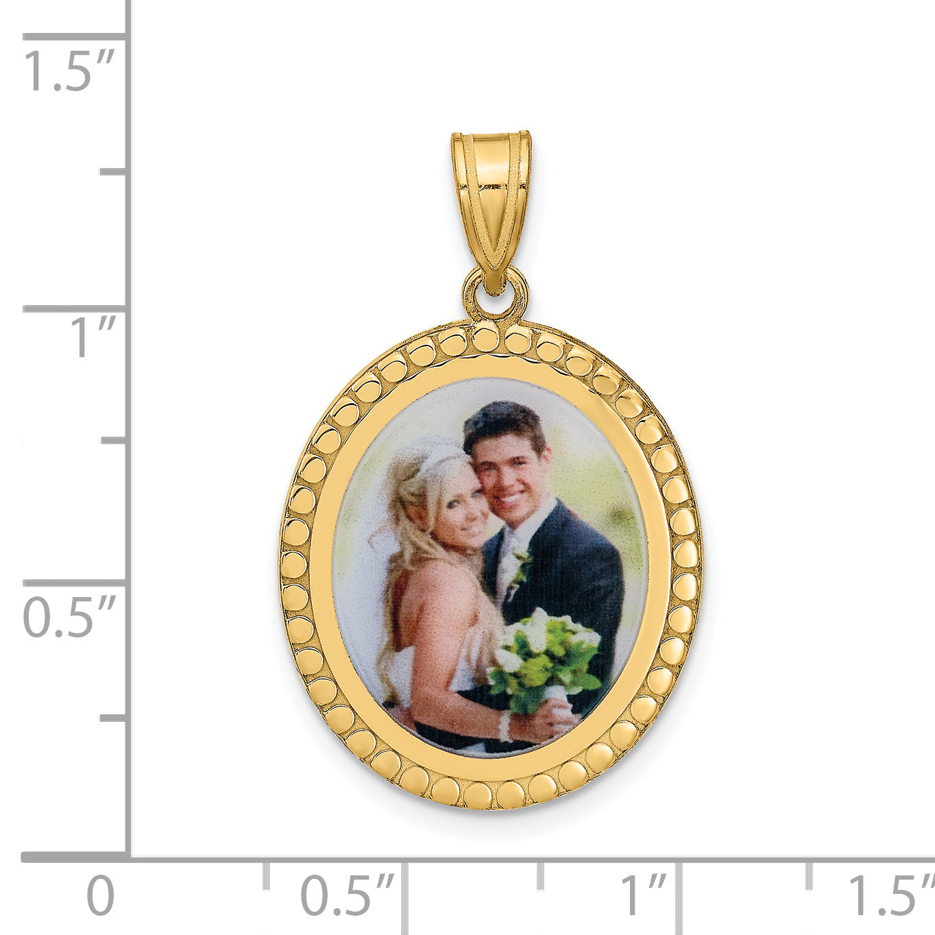 Sterling Silver Gold plated Beaded Oval Picture Jewelry Pendant