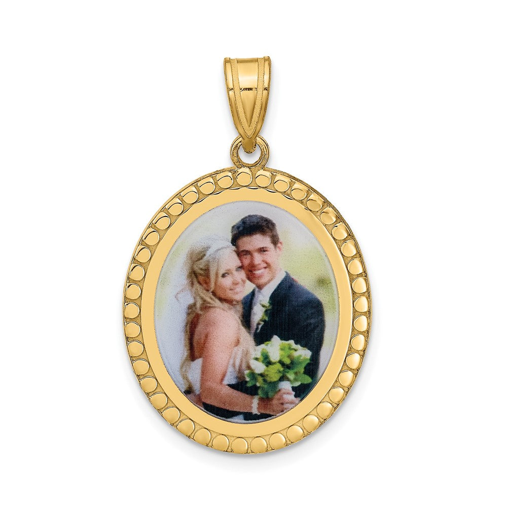 Sterling Silver Gold plated Beaded Oval Picture Jewelry Pendant