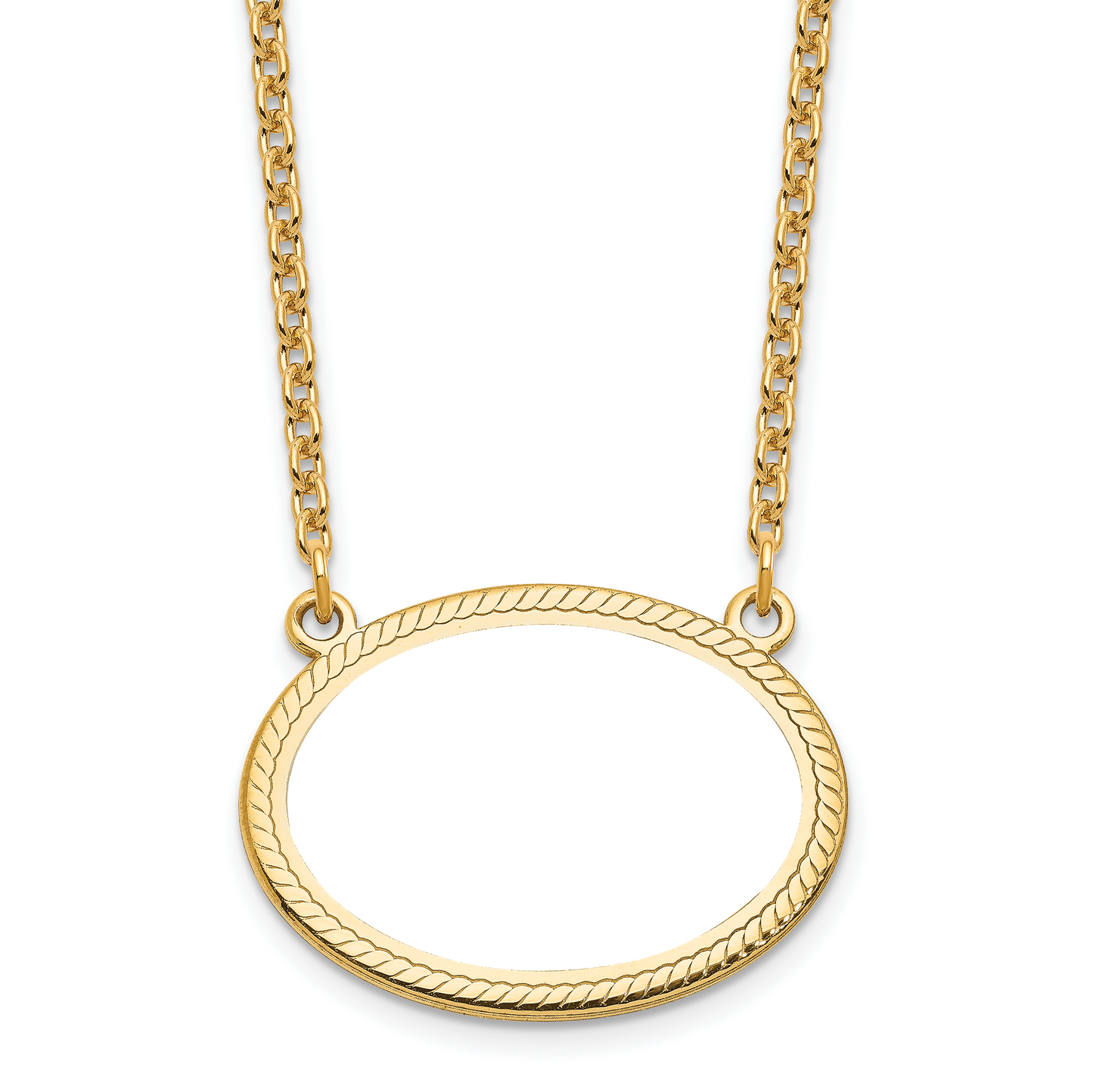 Sterling Silver Gold Plated Small Rope Border Oval Picture Jewelry Necklace