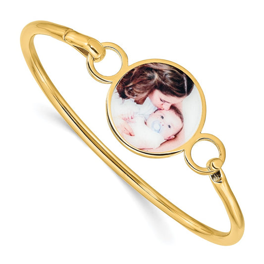 Sterling Silver Gold plated Round Picture jewelry Bangle