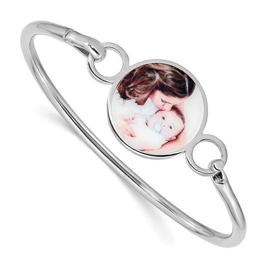 Sterling Silver Rhodium plated Round Picture Jewelry Bangle