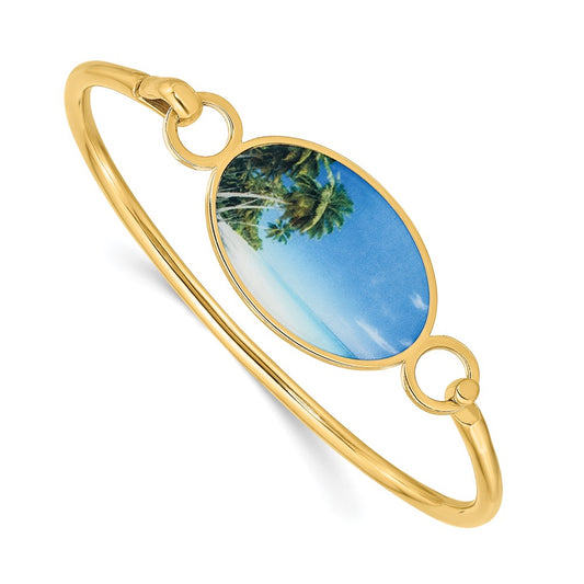 Sterling Silver Gold plated Oval Picture Jewelry Bangle