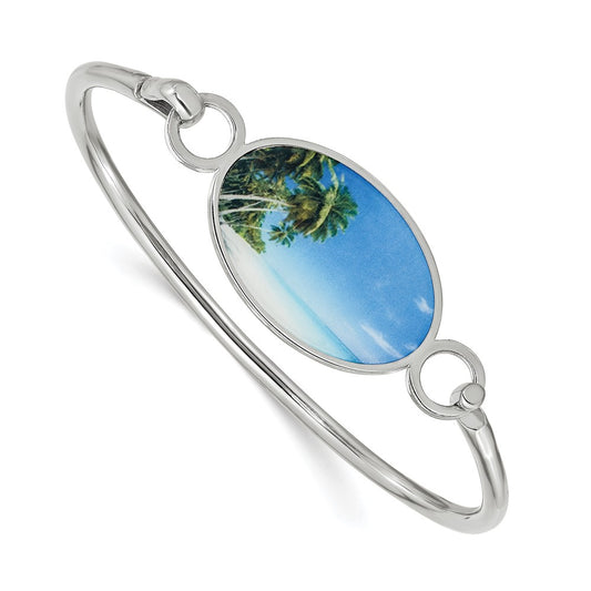 Sterling Silver Rhodium plated Oval Picture Jewelry Bangle