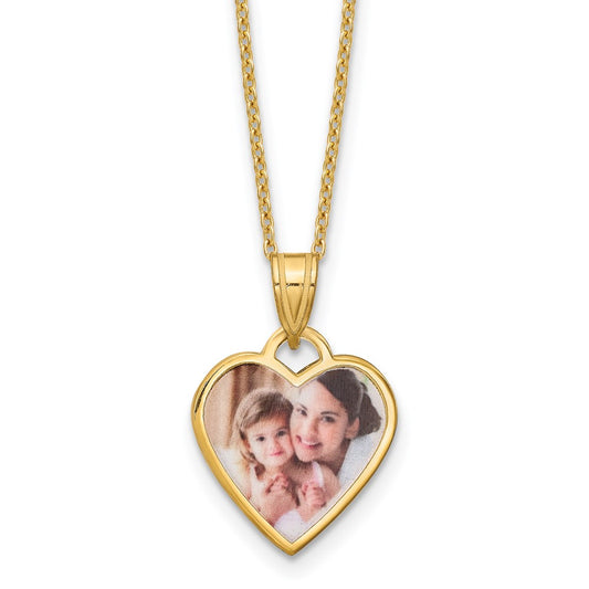 Sterling Silver Gold plated Small Heart Picture Jewelry Necklace