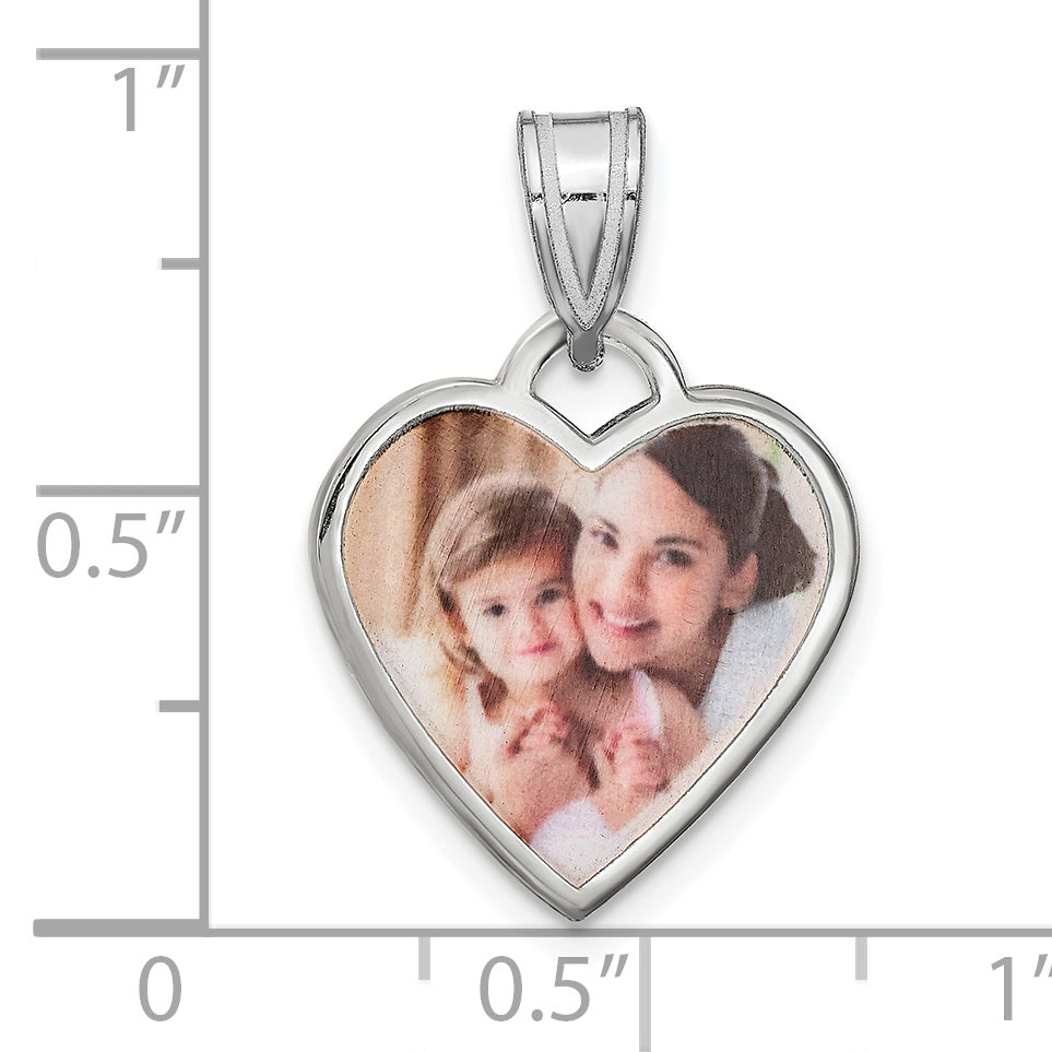 Sterling Silver Rhodium plated Small Heart Picture Jewelry Pendant