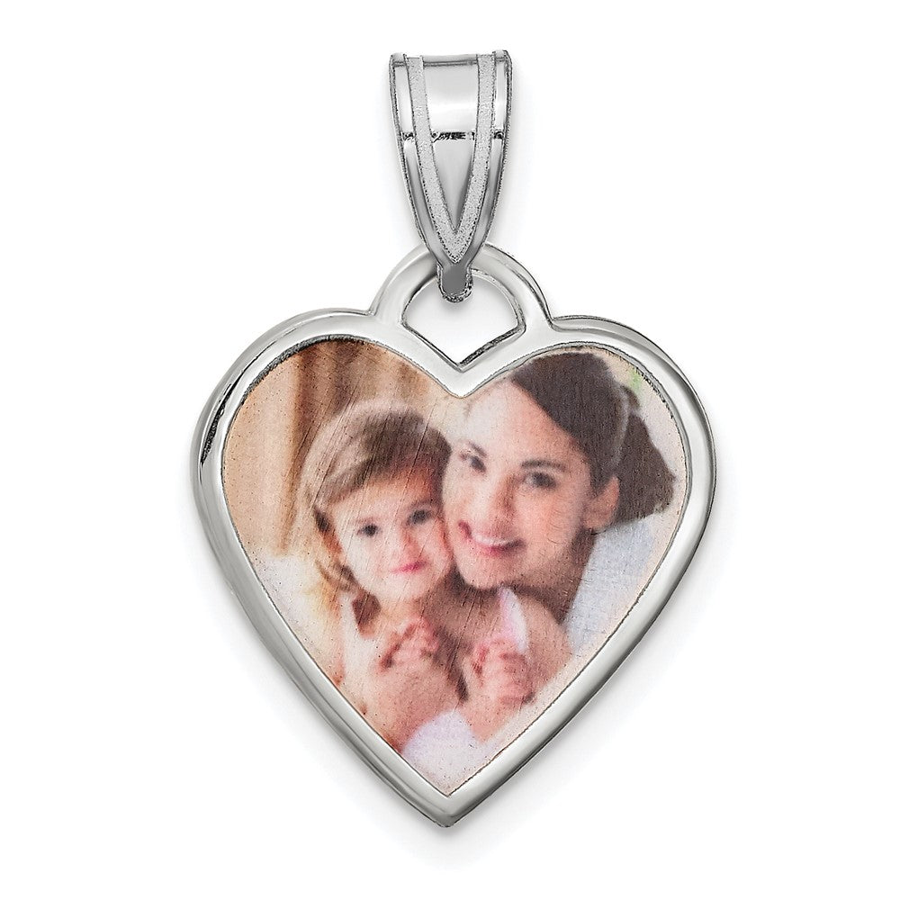 Sterling Silver Rhodium plated Small Heart Picture Jewelry Pendant
