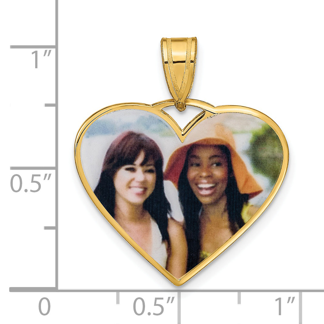 Sterling Silver Gold plated Medium Heart Picture Jewelry Pendant