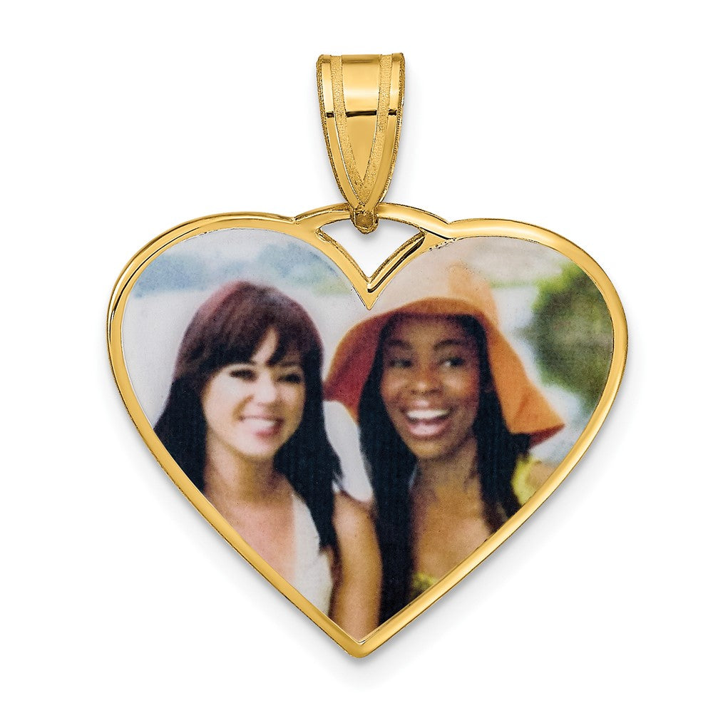 Sterling Silver Gold plated Medium Heart Picture Jewelry Pendant