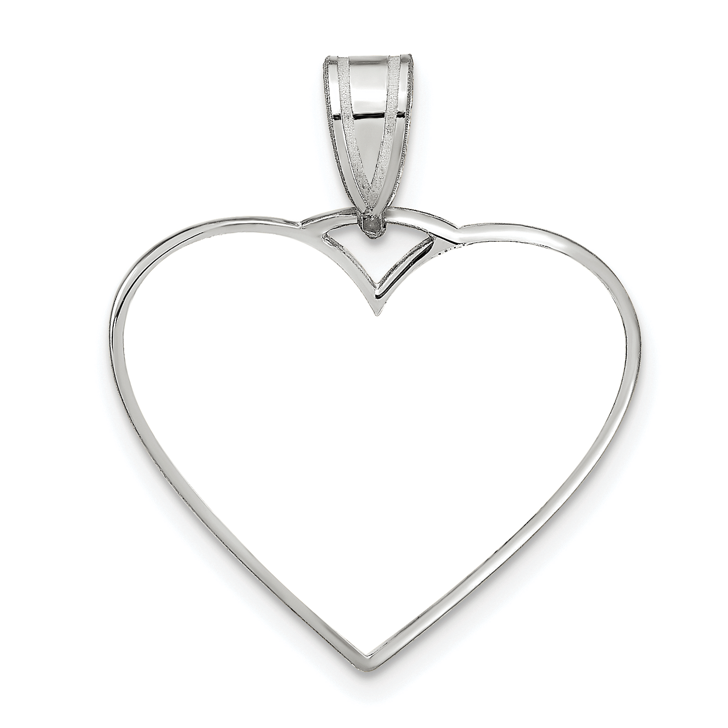 Sterling Silver Rhodium plated Medium Heart Picture Jewelry Pendant
