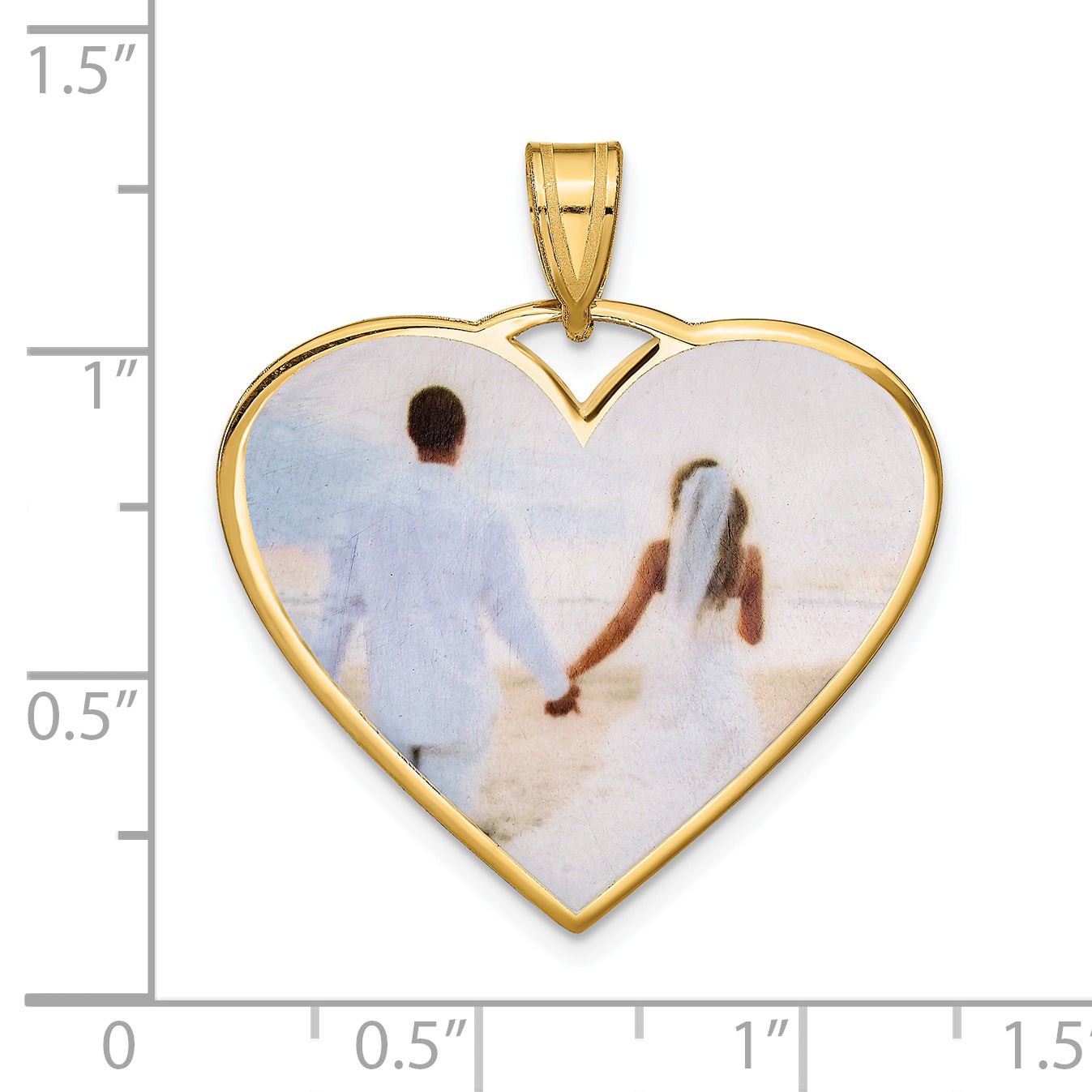 Sterling Silver Gold plated Large Heart Picture Jewelry Pendant