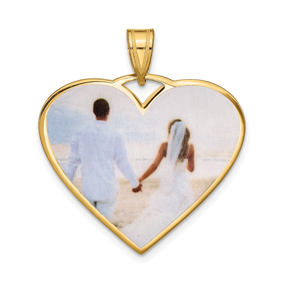Sterling Silver Gold plated Large Heart Picture Jewelry Pendant