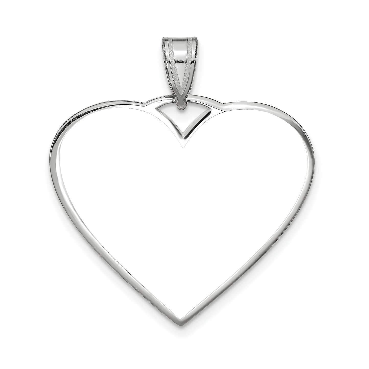 Sterling Silver Rhodium plated Large Heart Picture Jewelry Pendant