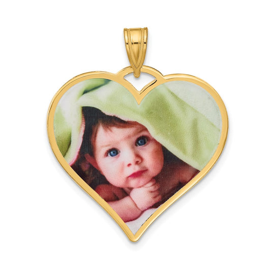 Sterling Silver Gold plated Large Heart Picture Jewelry Pendant