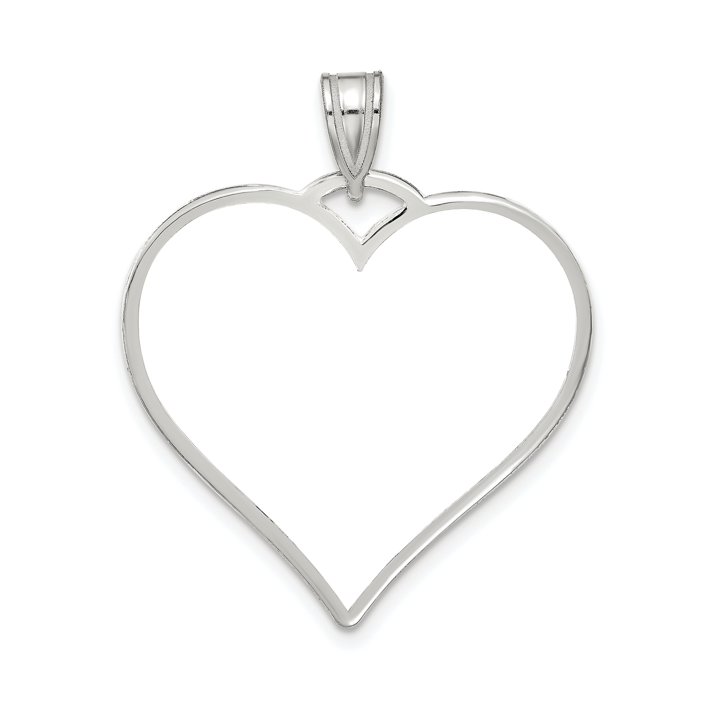 Sterling Silver Rhodium plated Large Heart Picture Jewelry Pendant