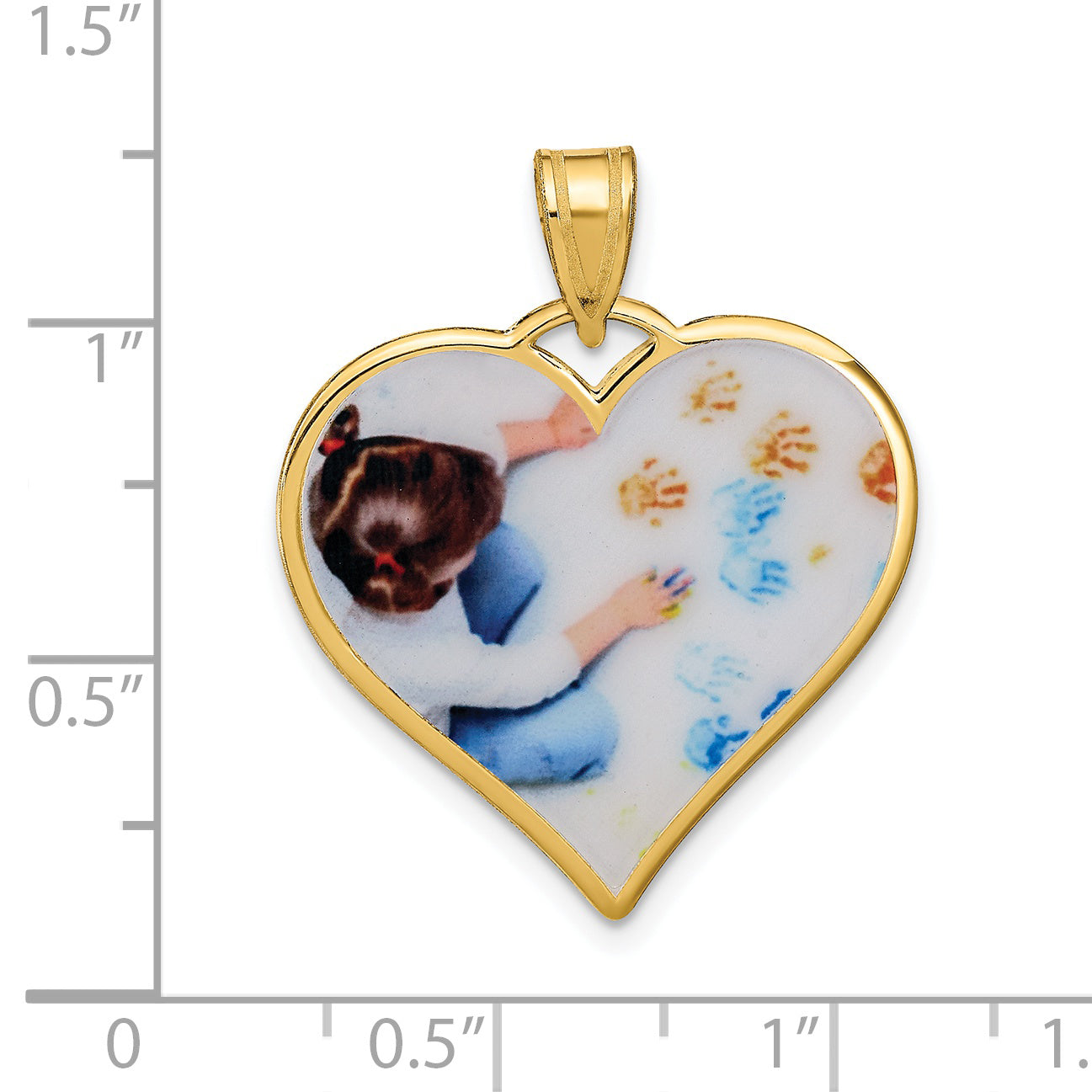 Sterling Silver Gold plated Large Heart Picture Jewelry Pendant
