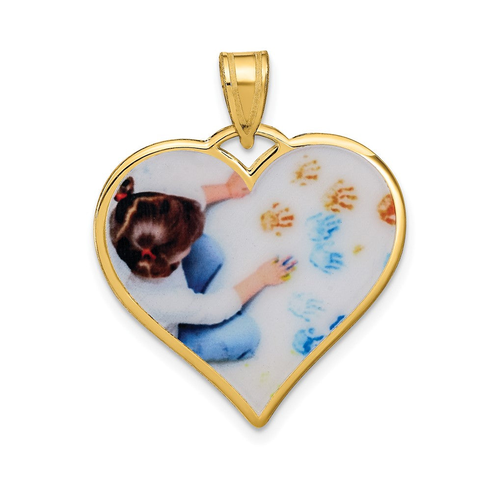 Sterling Silver Gold plated Large Heart Picture Jewelry Pendant