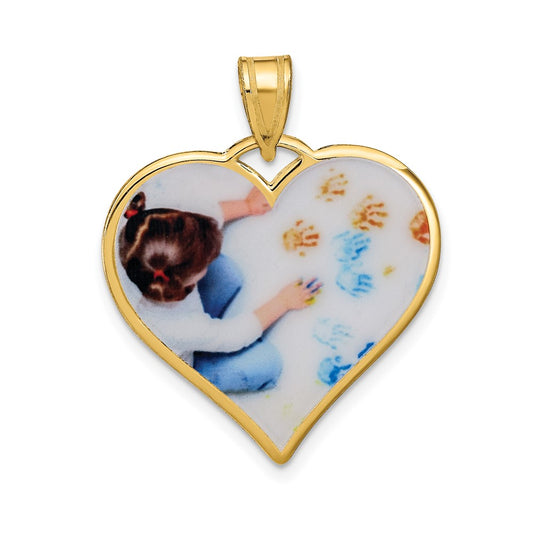 Sterling Silver Gold plated Large Heart Picture Jewelry Pendant