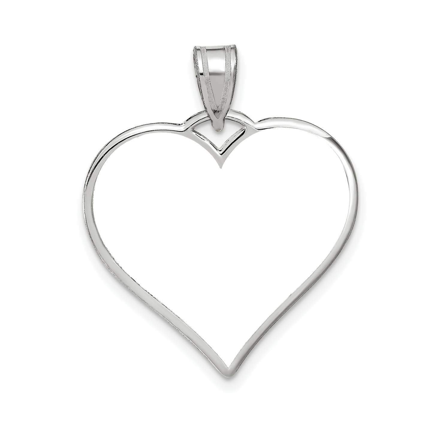 Sterling Silver Rhodium plated Large Heart Picture Jewelry Pendant