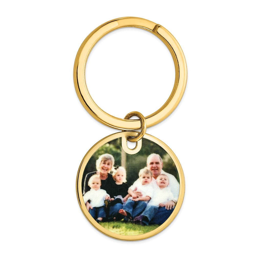 Sterling Silver Gold plated Circle Picture Jewelry Key Chain