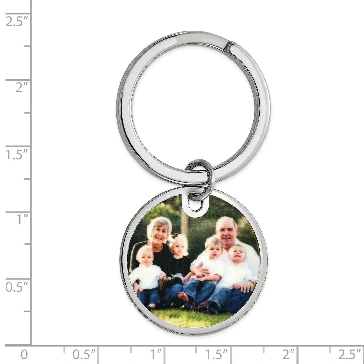 Sterling Silver Rhodium plated Circle Picture Jewelry Key Chain