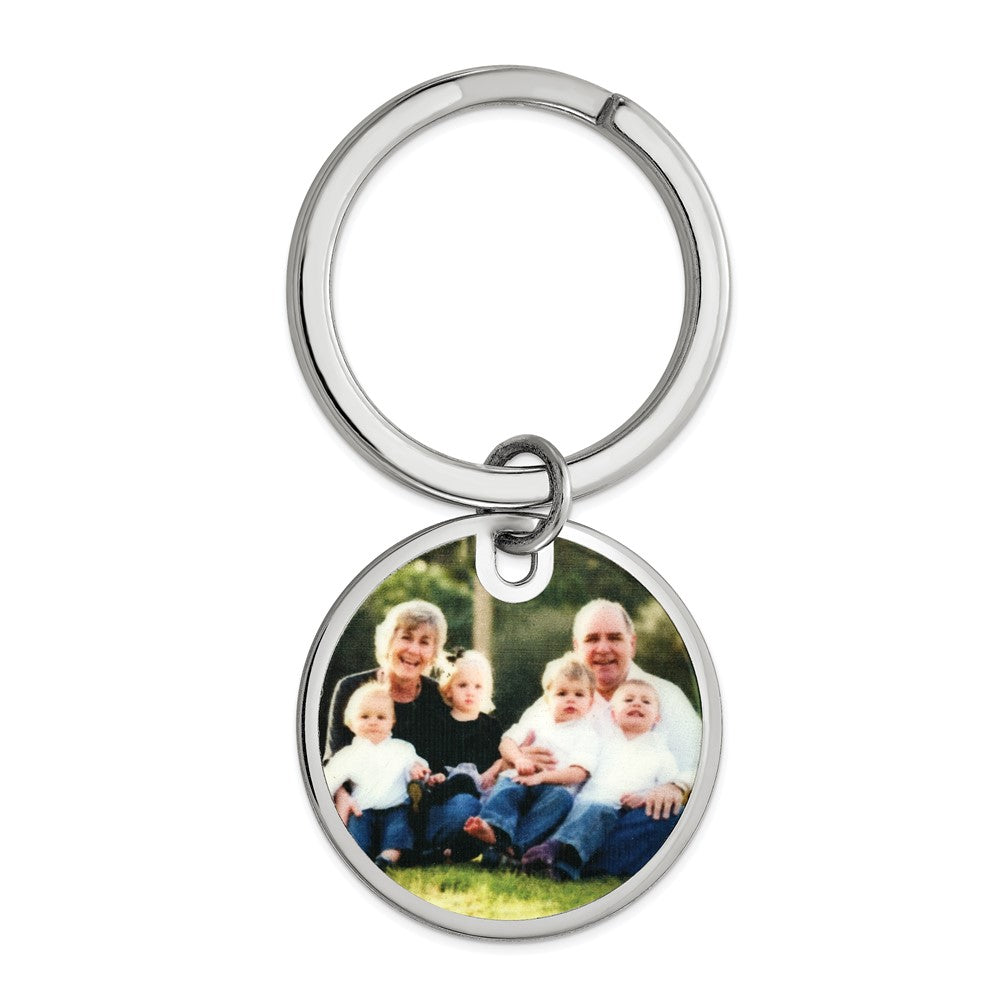 Sterling Silver Rhodium plated Circle Picture Jewelry Key Chain