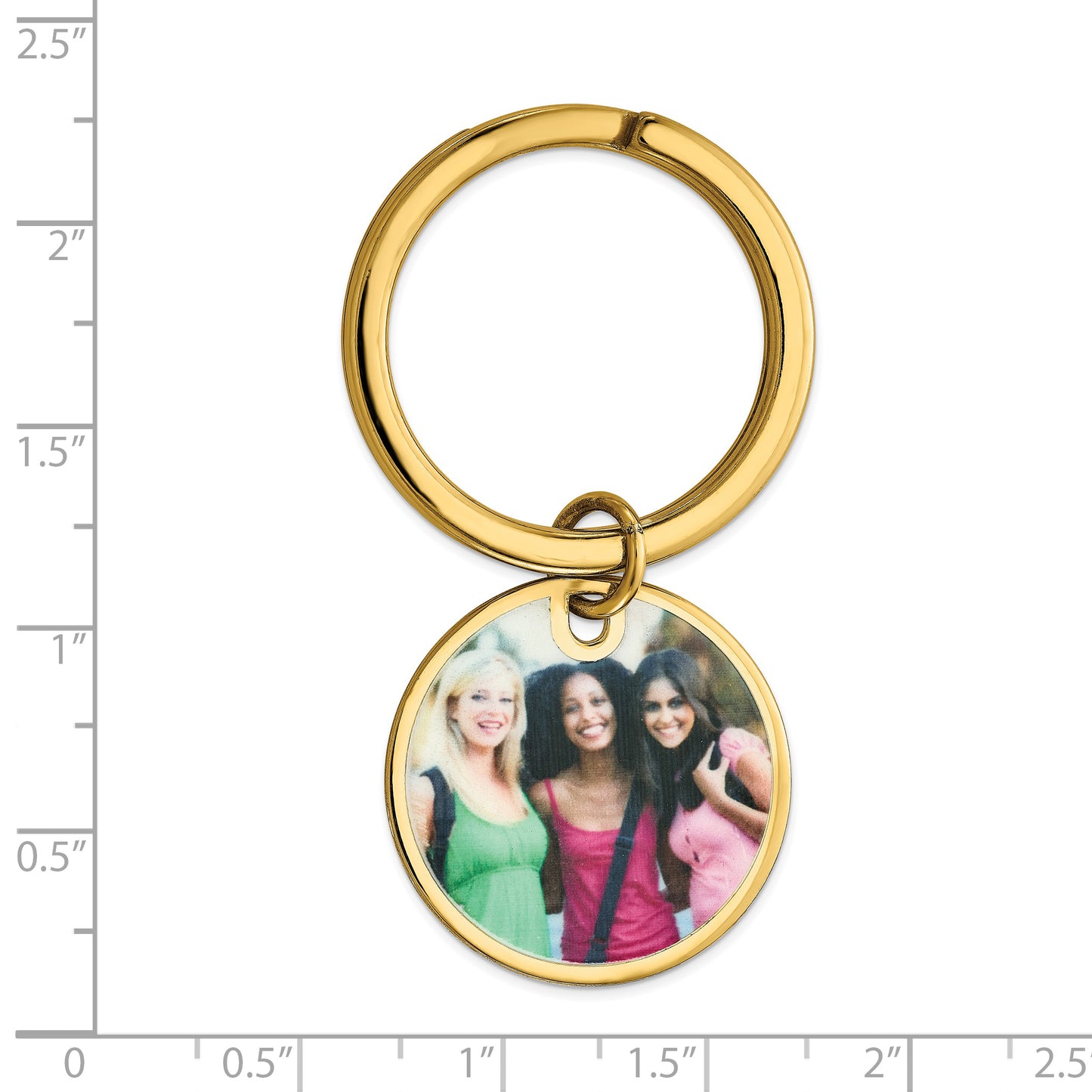 Sterling Silver Gold plated Circle Picture Jewelry Key Chain