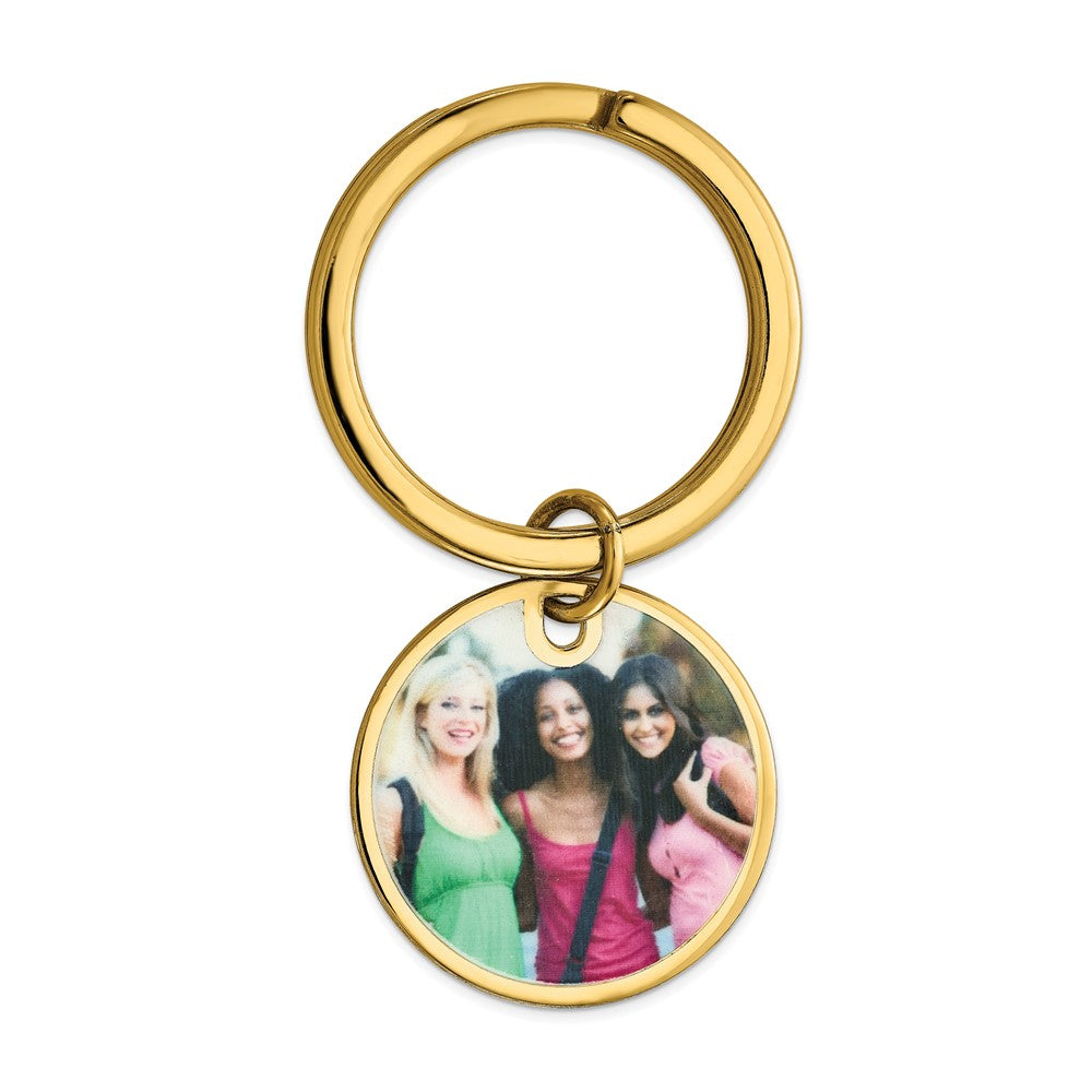 Sterling Silver Gold plated Circle Picture Jewelry Key Chain