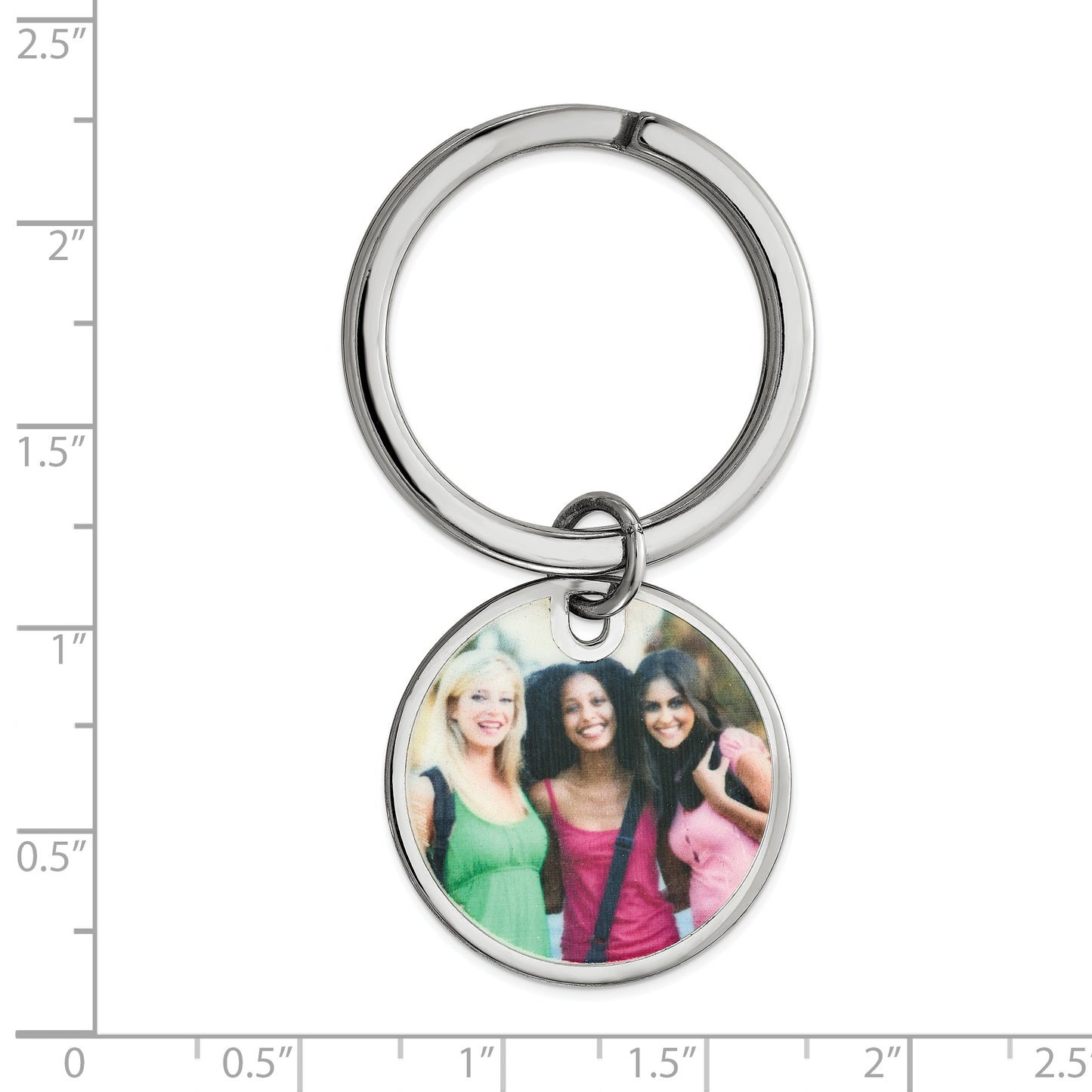 Sterling Silver Rhodium plated Circle Picture Jewelry Key Chain