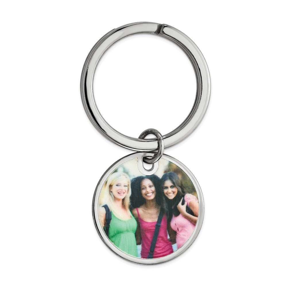 Sterling Silver Rhodium plated Circle Picture Jewelry Key Chain