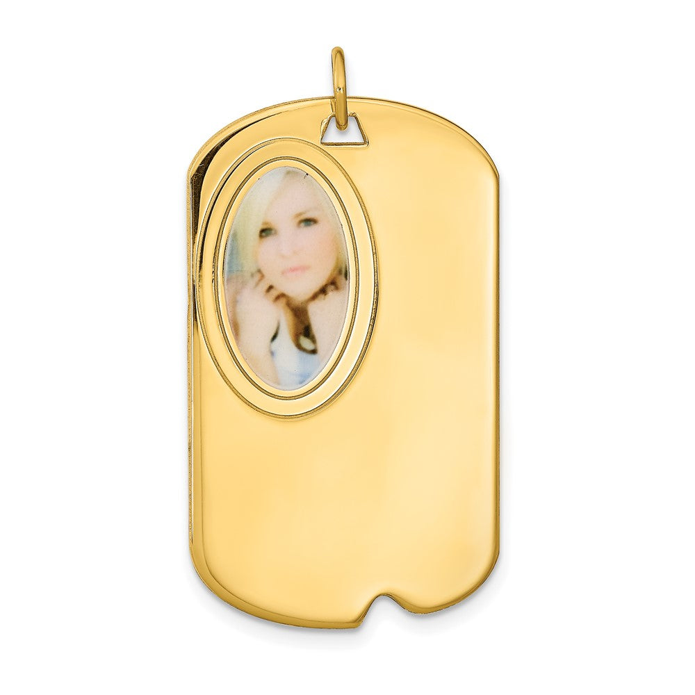 Sterling Silver Gold plated Dog Tag Picture Jewelry Charm