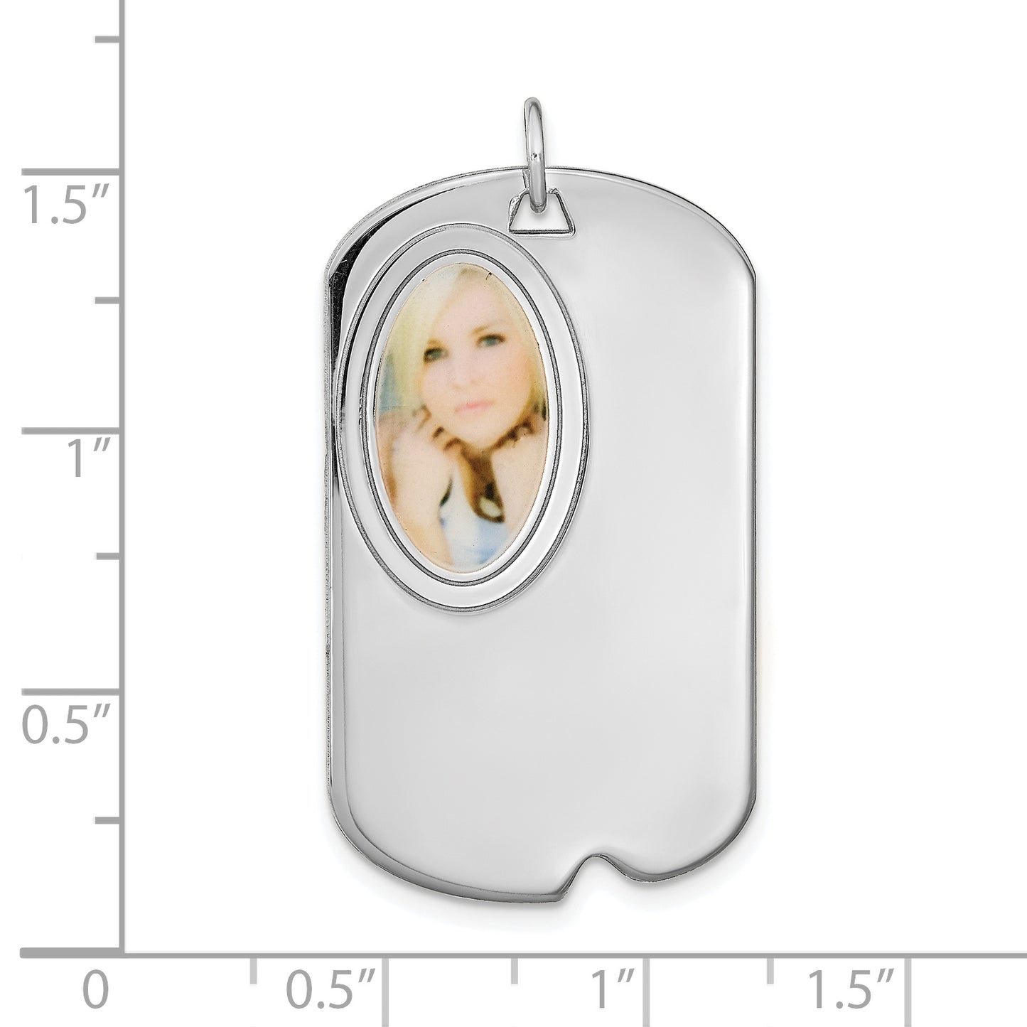 Sterling Silver Rhodium plated Dog Tag Picture Jewelry Charm