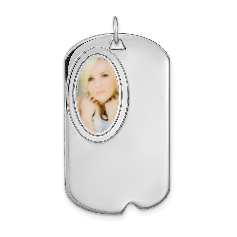 Sterling Silver Rhodium plated Dog Tag Picture Jewelry Charm
