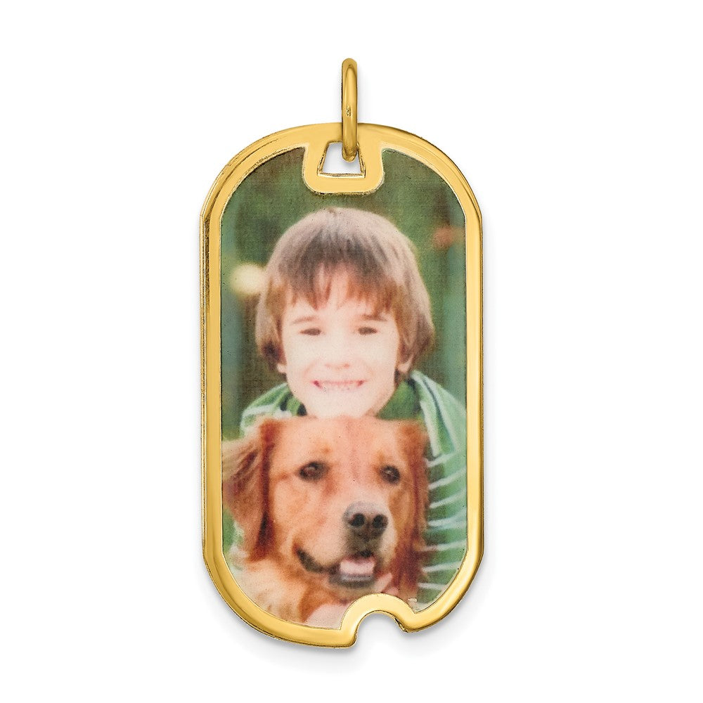 Sterling Silver Gold plated Dog Tag Picture Jewelry Charm