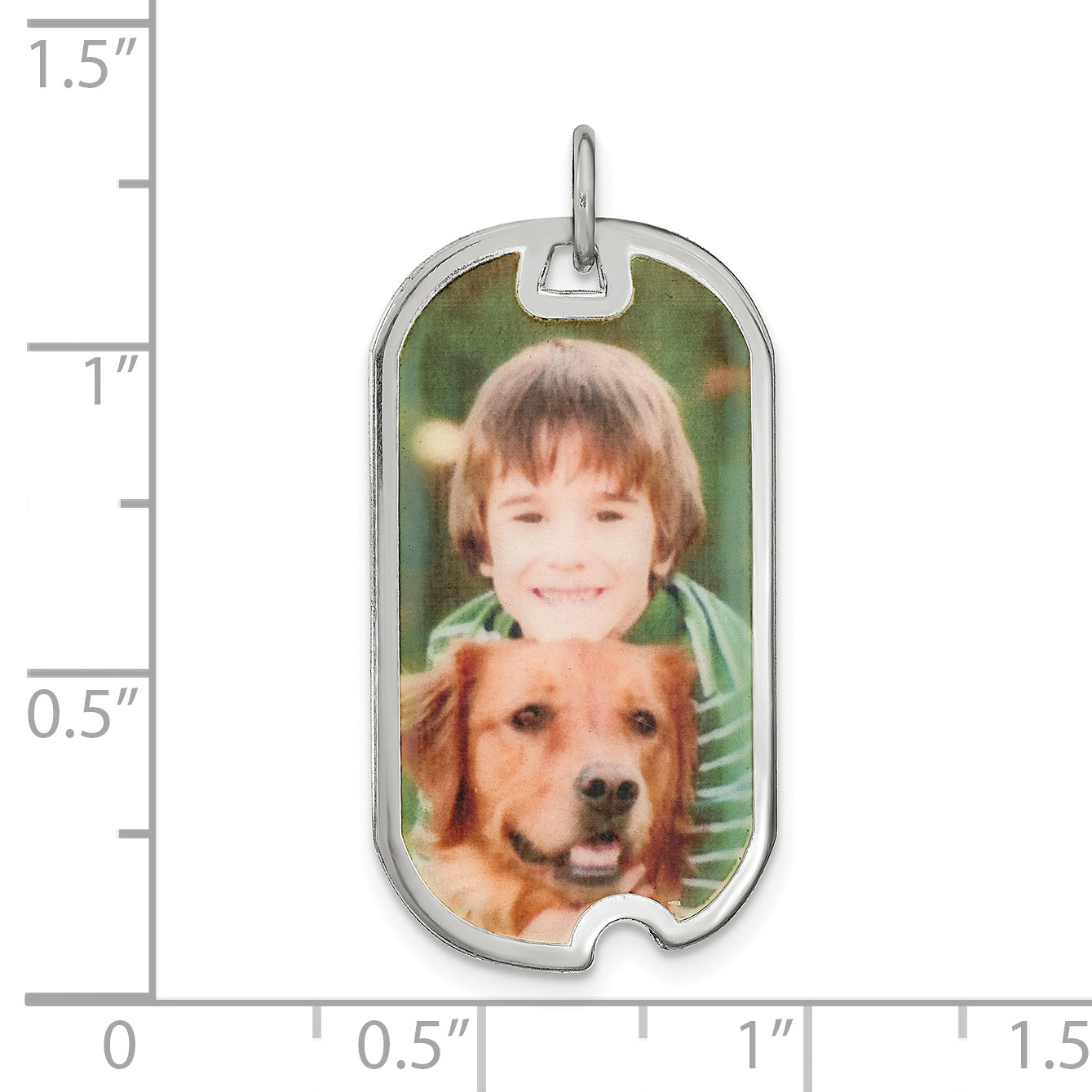 Sterling Silver Rhodium plated Dog Tag Picture Jewelry Charm