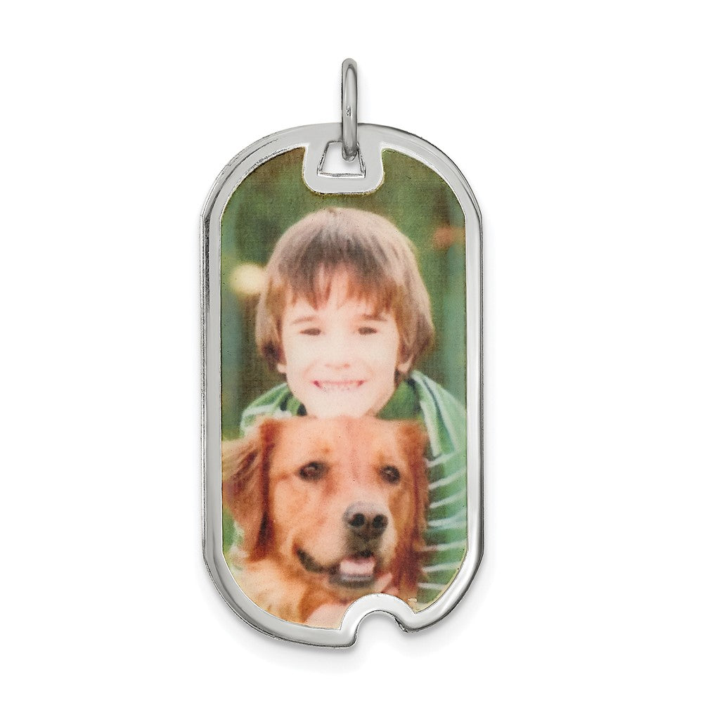 Sterling Silver Rhodium plated Dog Tag Picture Jewelry Charm