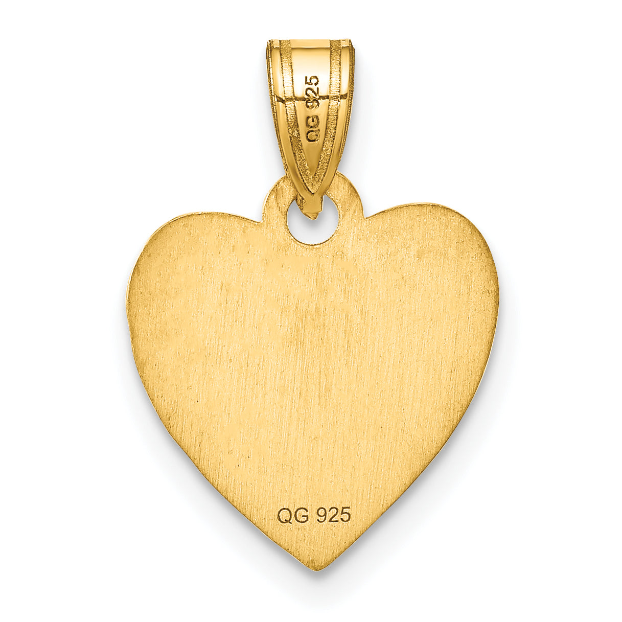 Sterling Silver Gold Plated Small Diamond-cut Heart Picture Jewelry Pendant