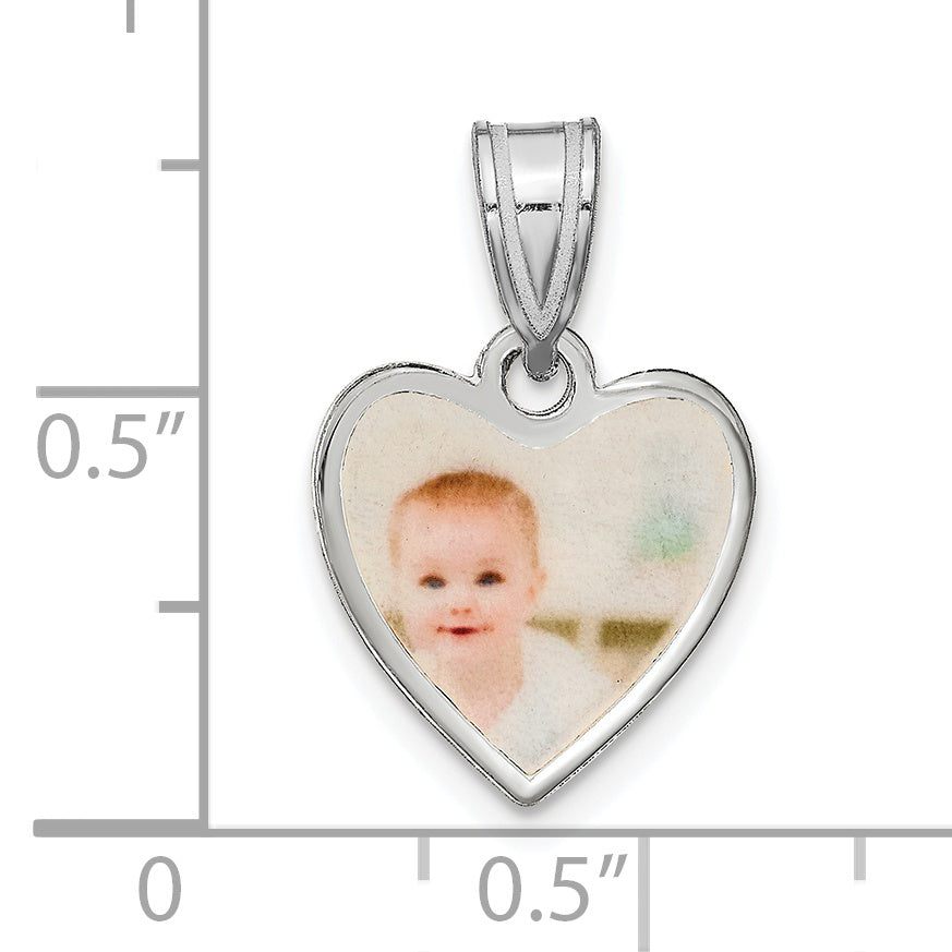 Sterling Silver Rhodium plated Small Heart Picture Jewelry Pendant