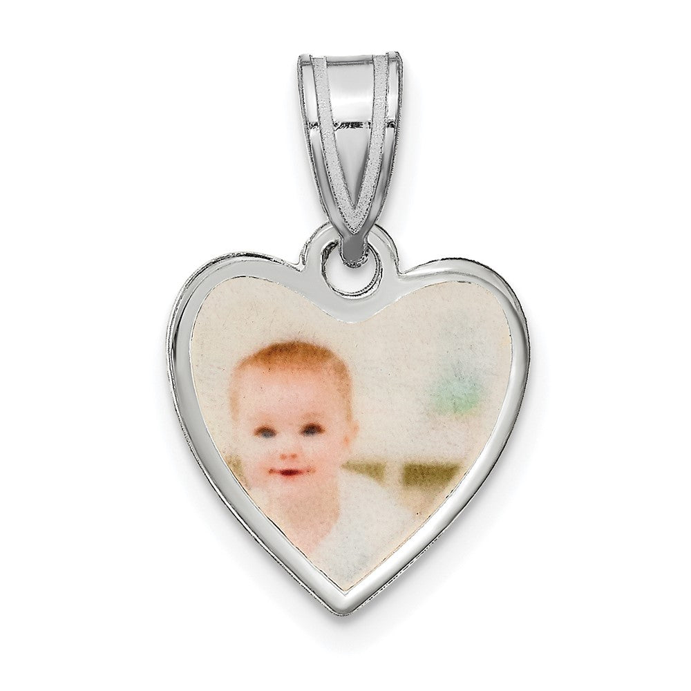 Sterling Silver Rhodium plated Small Heart Picture Jewelry Pendant
