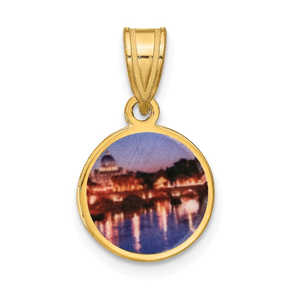 Sterling Silver Gold plated Small Picture Jewelry Disc Pendant