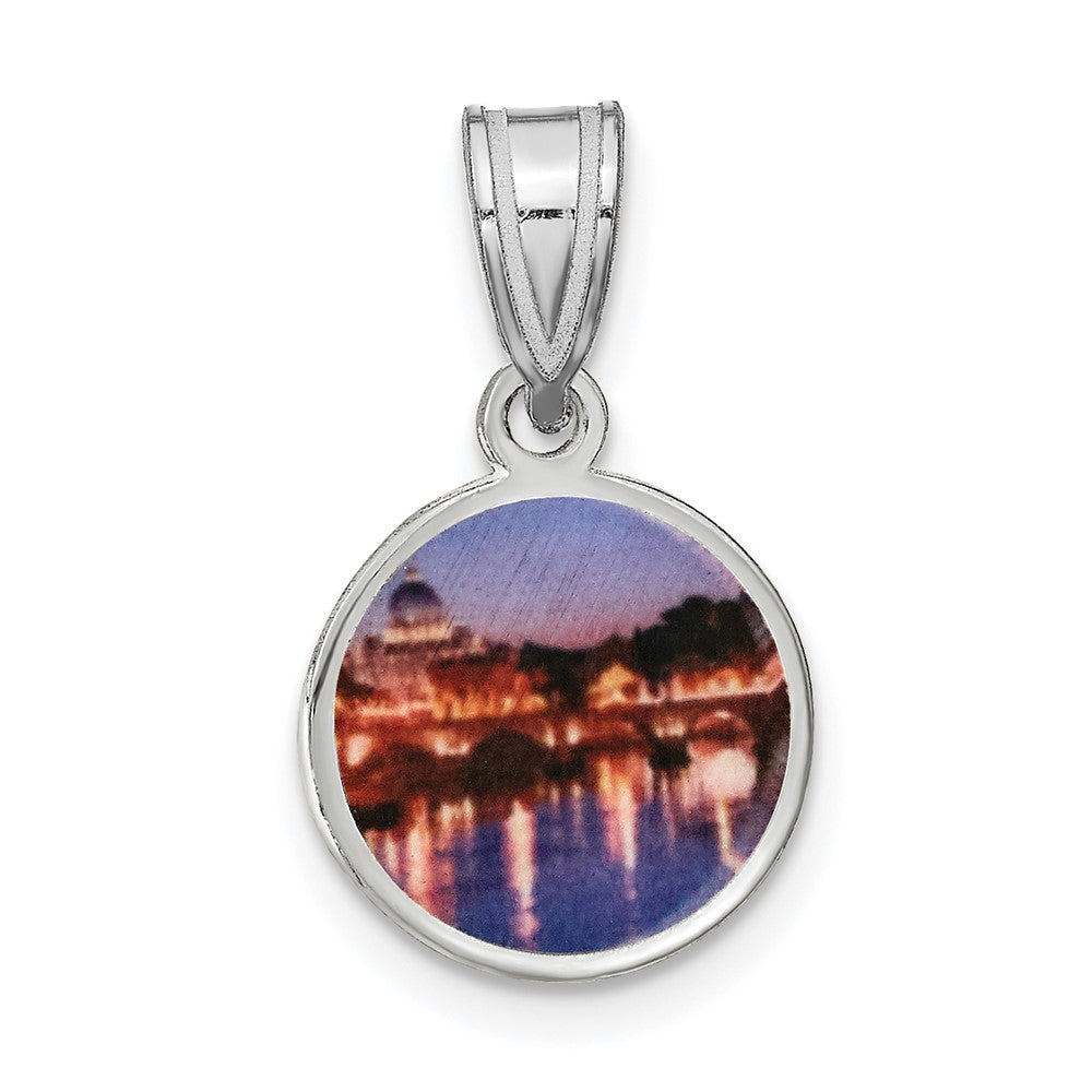 Sterling Silver Rhodium plated Small Picture Jewelry Disc Pendant