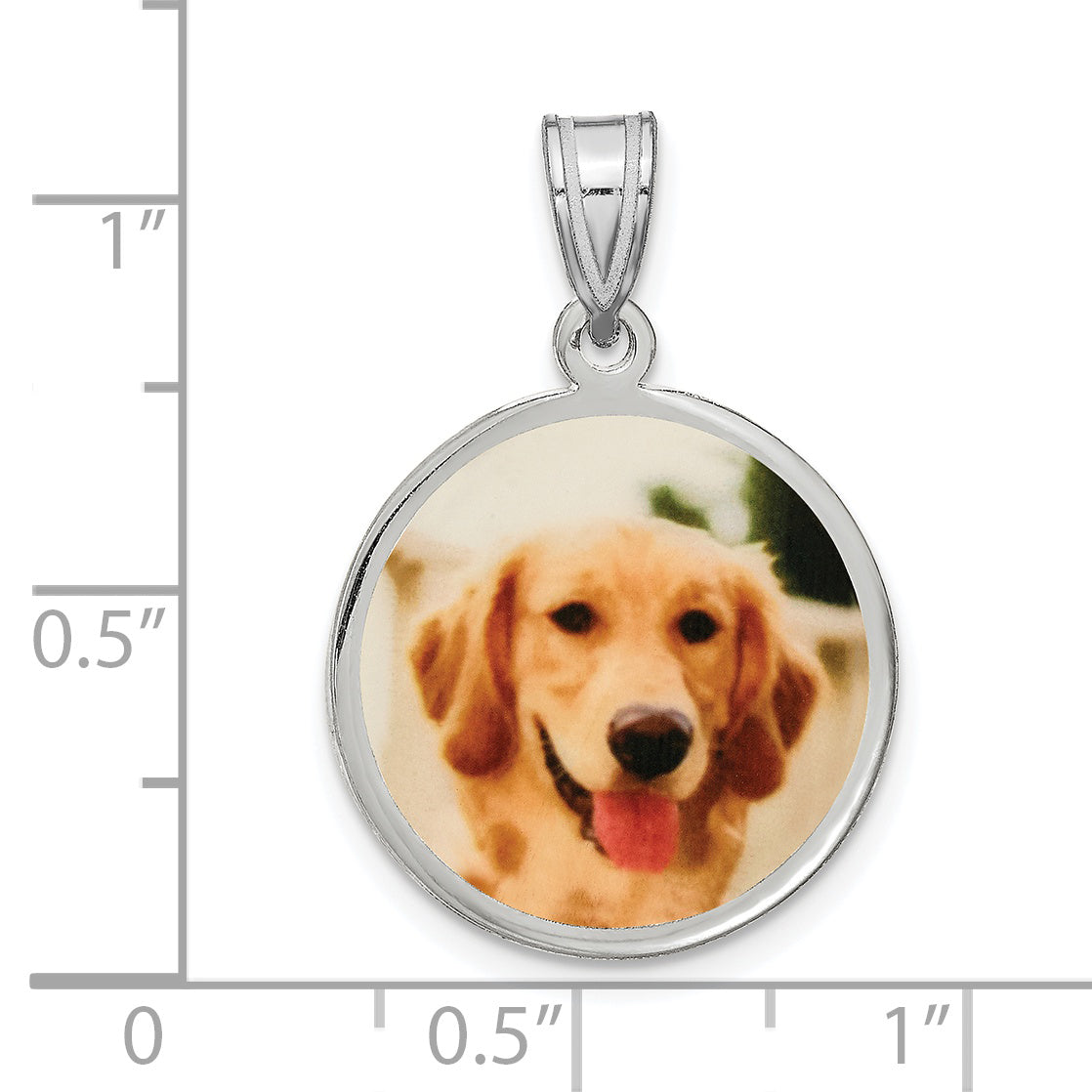 Sterling Silver Rhodium plated Medium Picture Jewelry Disc Pendant